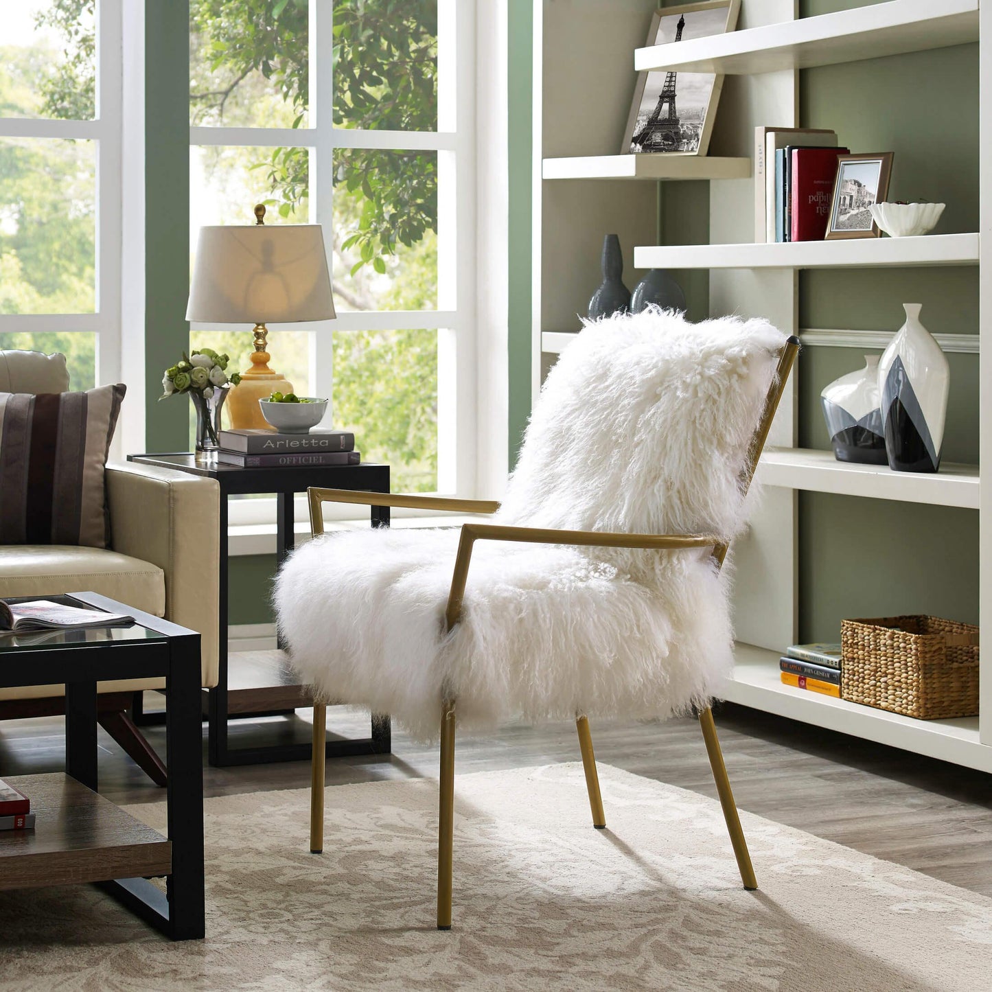 Lena White Sheepskin Chair