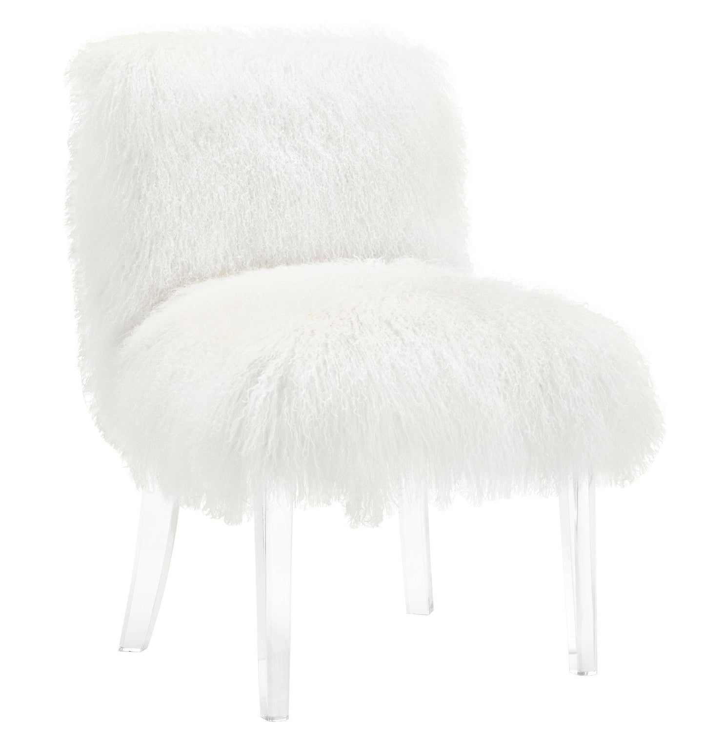 Sophie White Sheepskin Lucite Chair