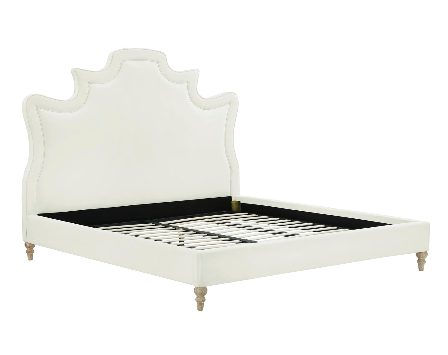 Serenity Cream Velvet Bed in Queen