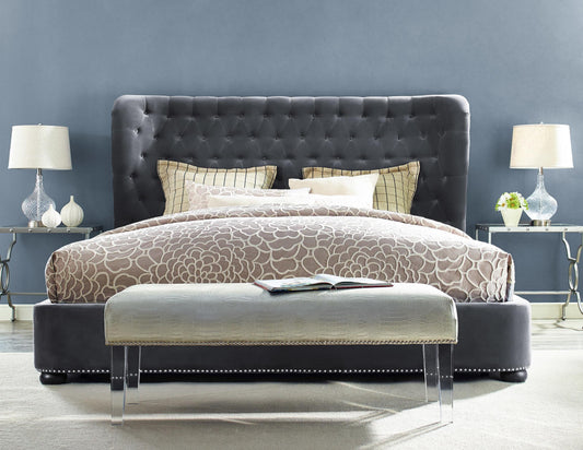 Finley Grey Velvet Bed in King