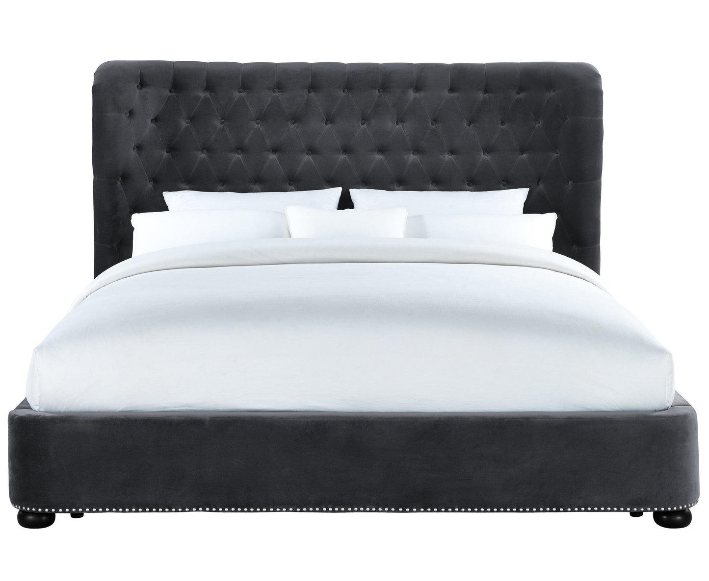 Finley Grey Velvet Bed in King