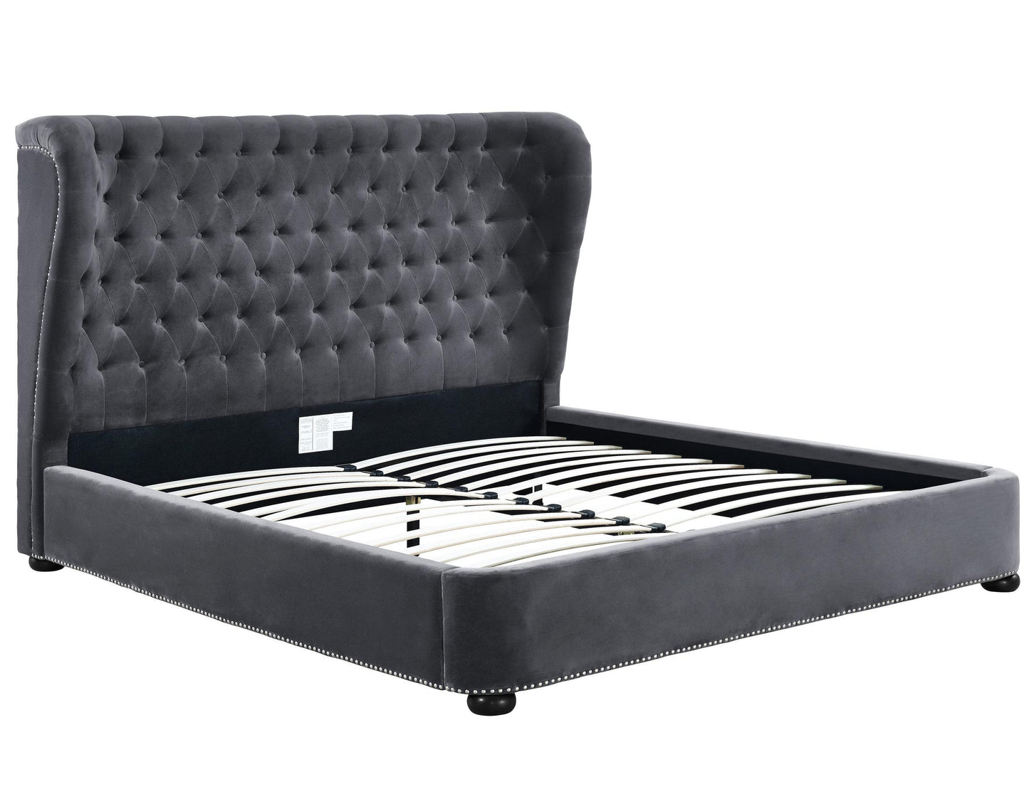 Finley Grey Velvet Bed in King