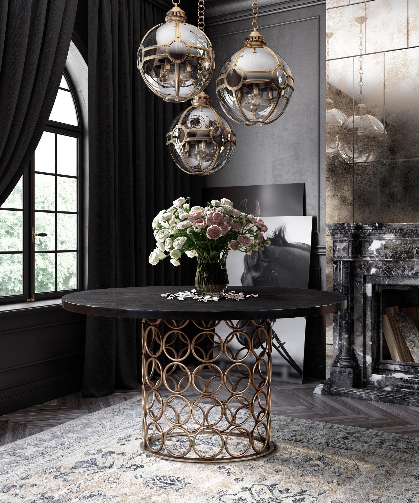 Valentina Brass Round Dining Table