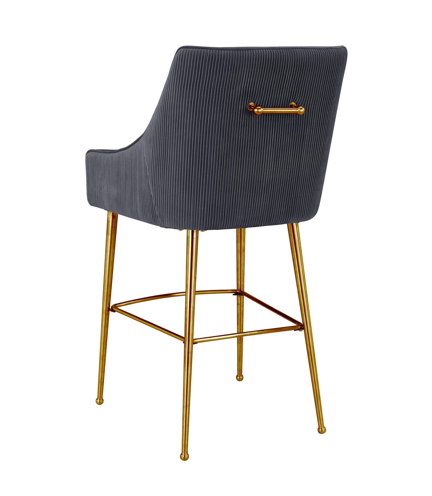 Beatrix Pleated Dark Grey Velvet Bar Stool