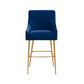 Beatrix Navy Velvet Counter Stool - Gold Legs