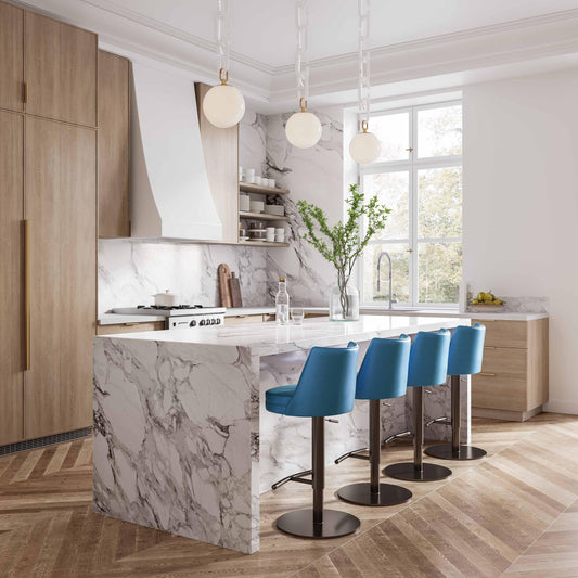 Gala Blue Vegan Leather Adjustable Stool