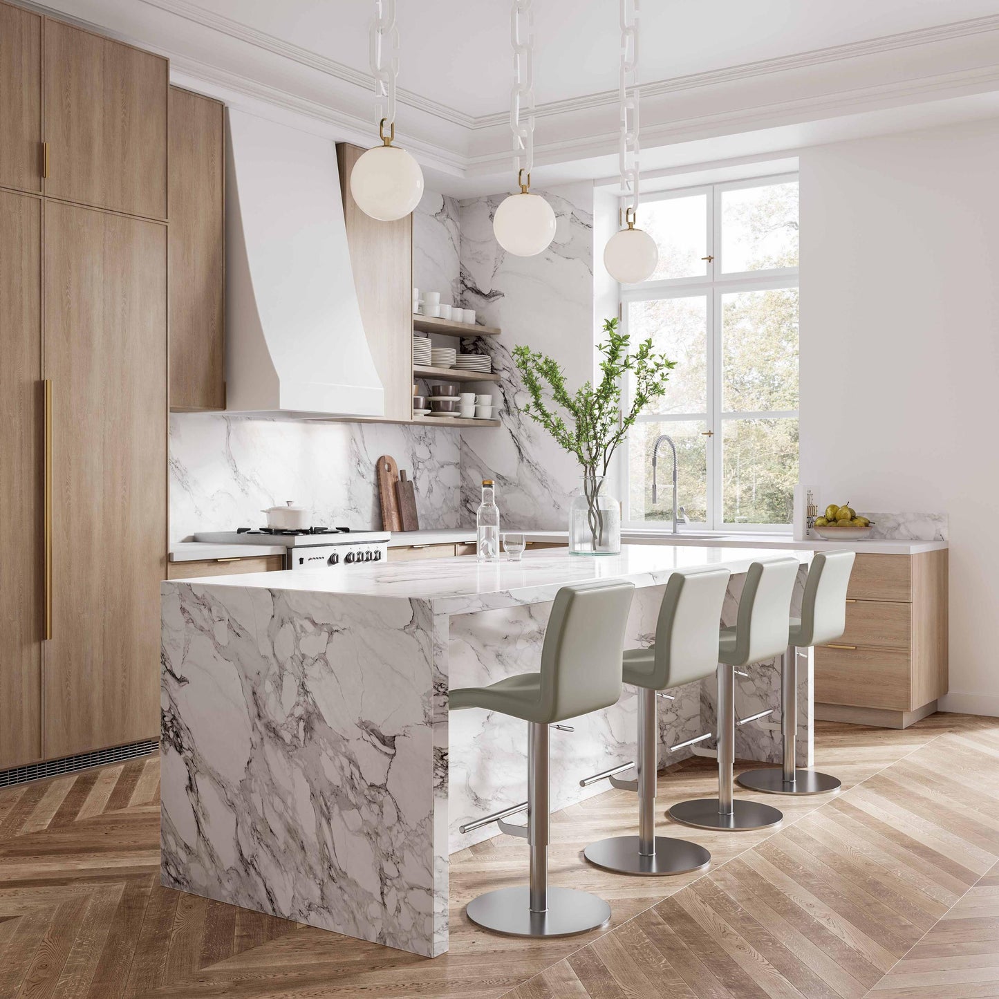 Paddy Light Grey Vegan Leather Adjustable Stool