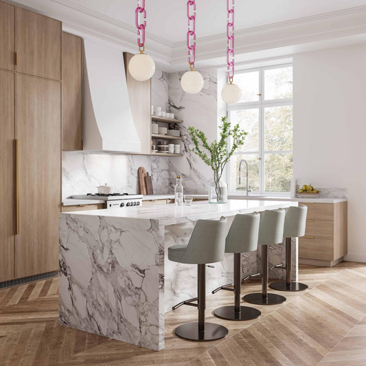 Gala Light Grey Vegan Leather Adjustable Stool