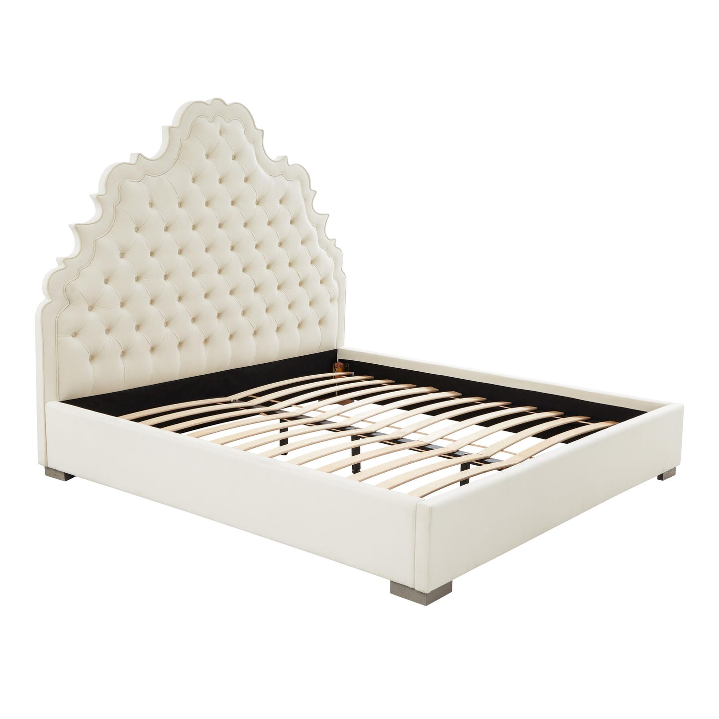 Carolina Cream Velvet Bed in King by Inspire Me! Home Decor