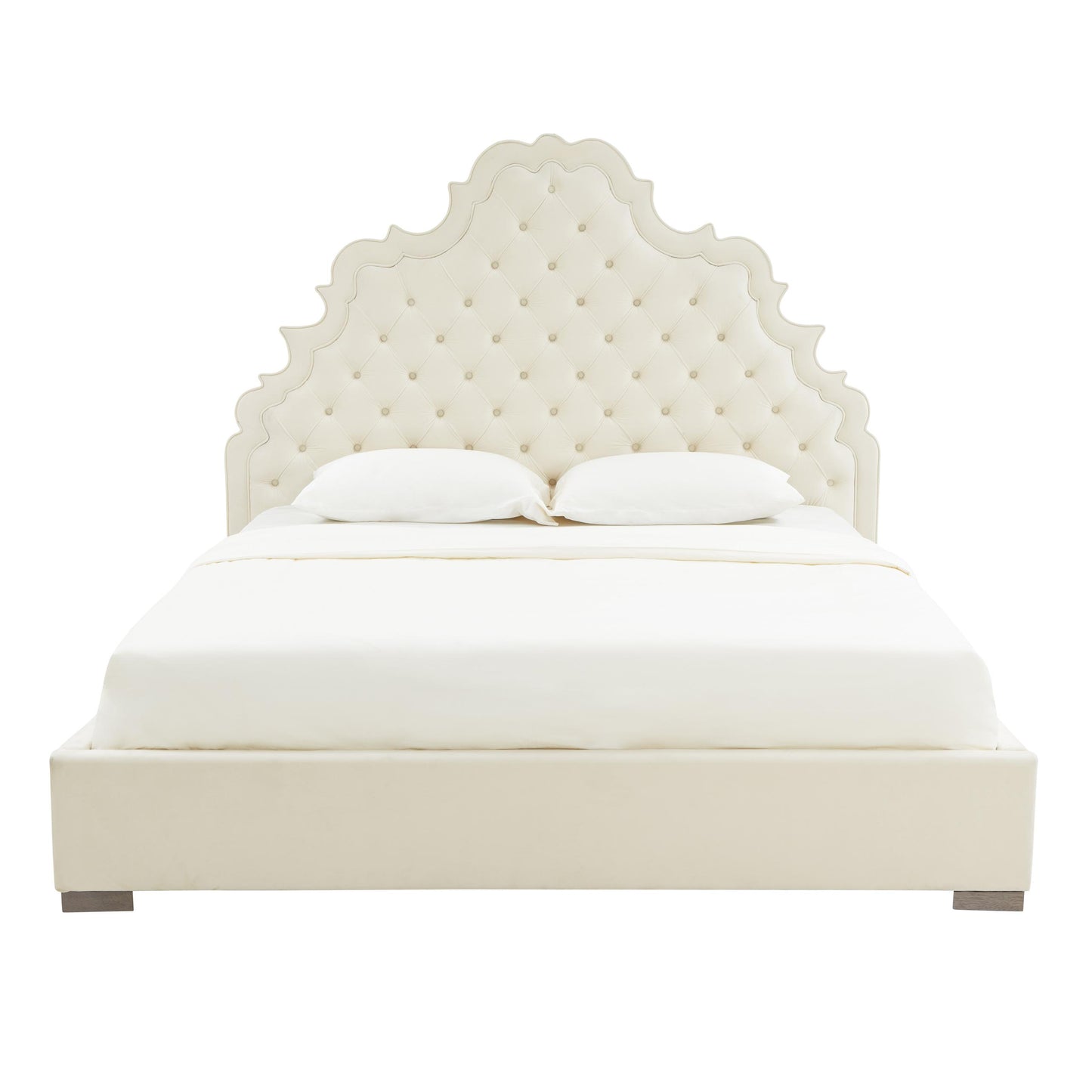 Carolina Cream Velvet Bed in Queen by Inspire Me! Home Decor