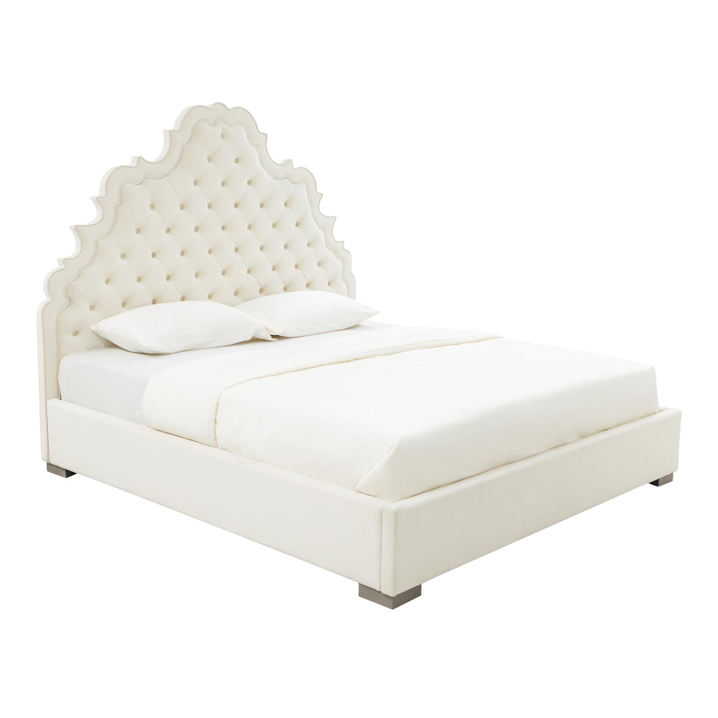 Carolina Cream Velvet Bed in Queen by Inspire Me! Home Decor