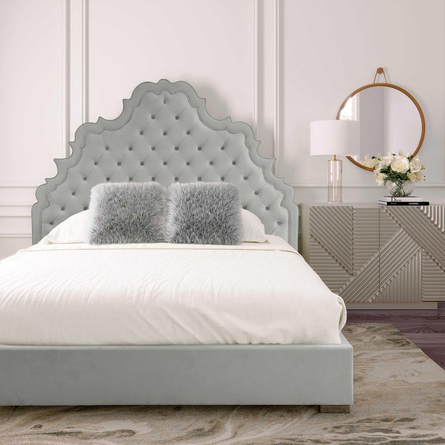 Carolina Grey Velvet Bed in King by Inspire Me! Home Decor by Inspire Me! Home Decor