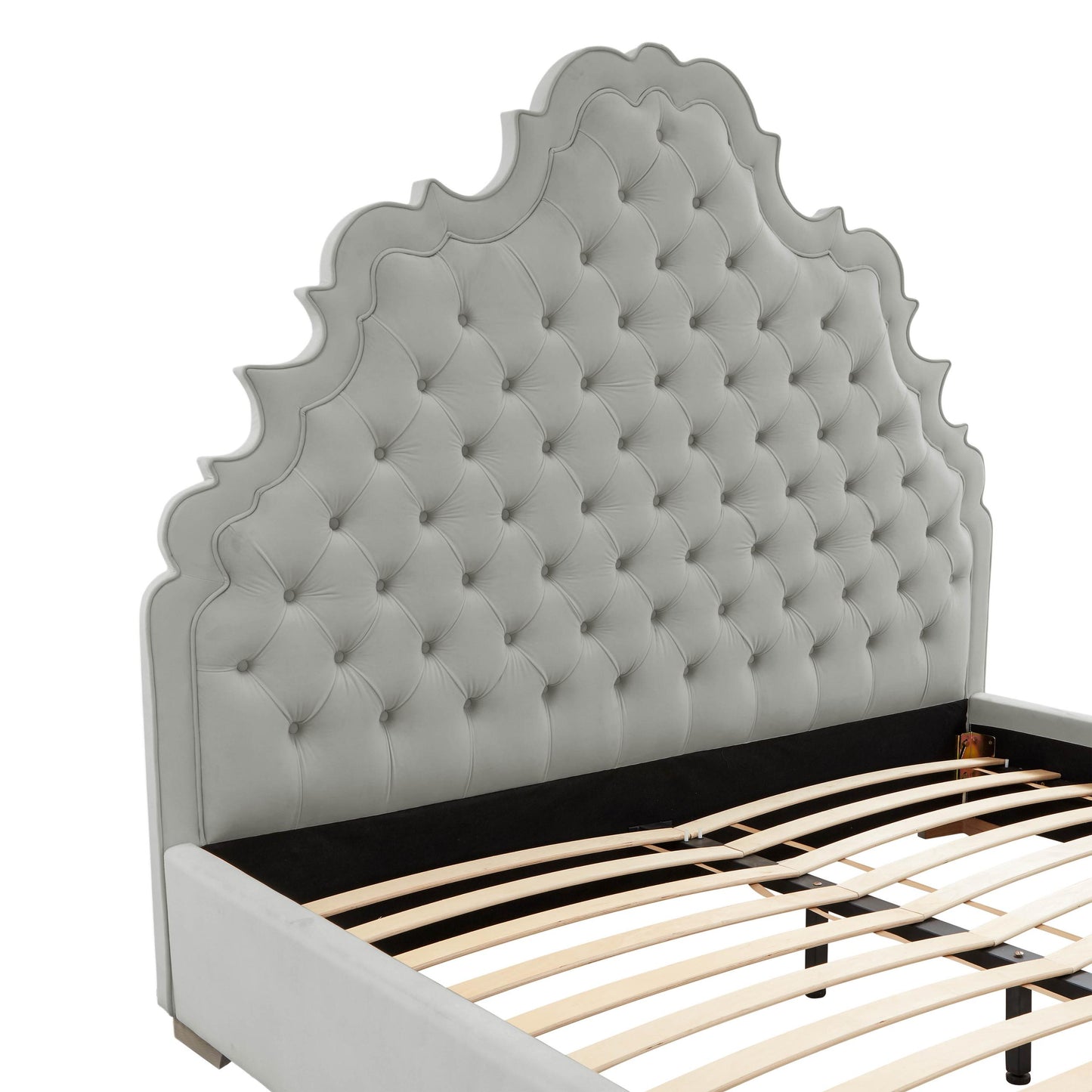 Carolina Grey Velvet Bed in Queen by Inspire Me! Home Decor