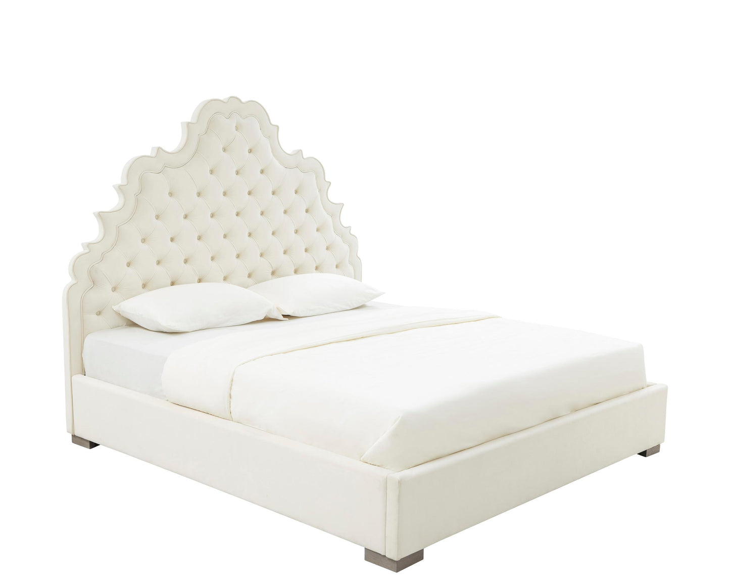 Carolina Cream Velvet Bed in King by Inspire Me! Home Decor