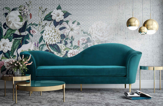 Plato Aqua Velvet Sofa
