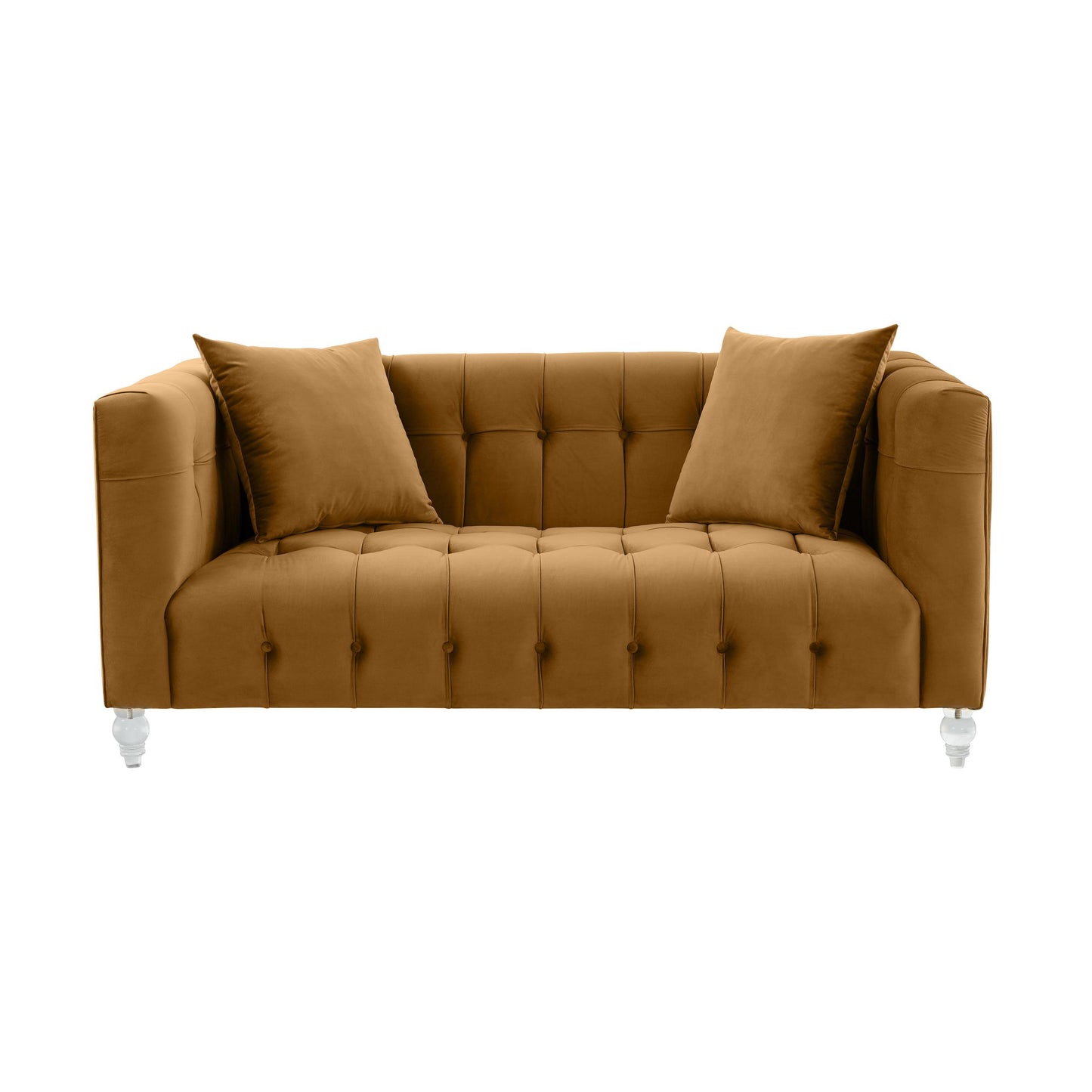 Bea Cognac Velvet Loveseat
