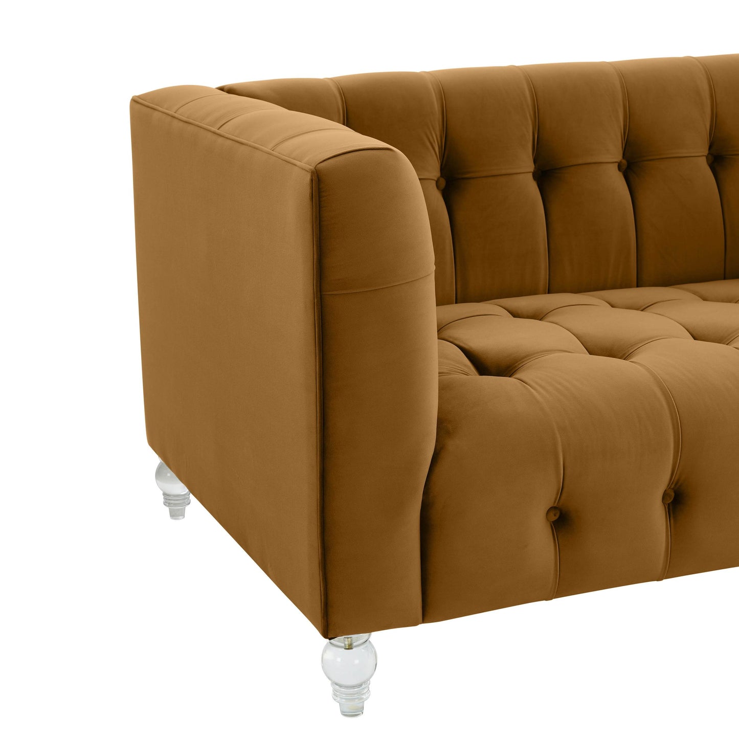 Bea Cognac Velvet Loveseat