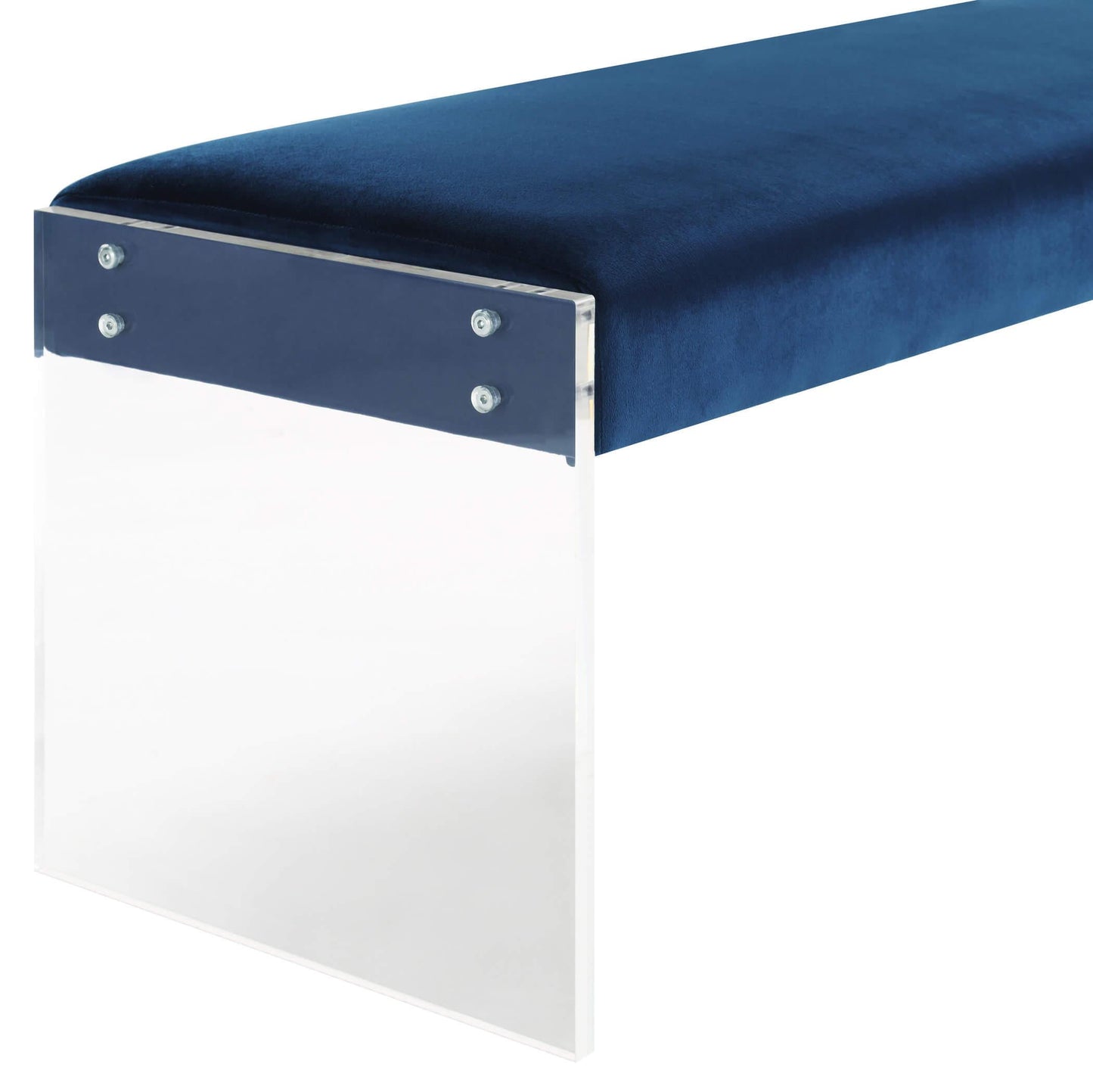 Envy Blue Velvet/Acrylic Bench