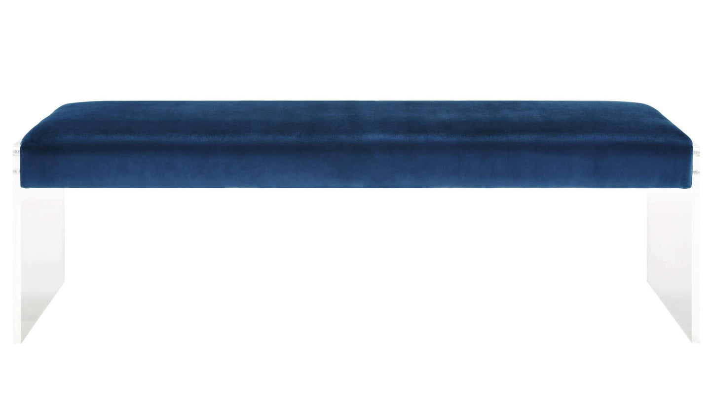 Envy Blue Velvet/Acrylic Bench