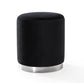 Opal Black Velvet Ottoman -Silver Base