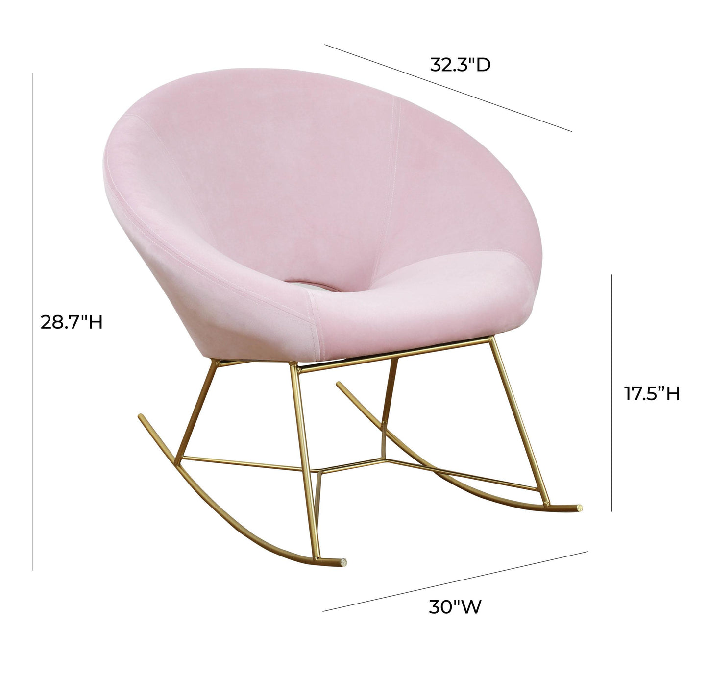 Nolan Blush Velvet Rocking Chair