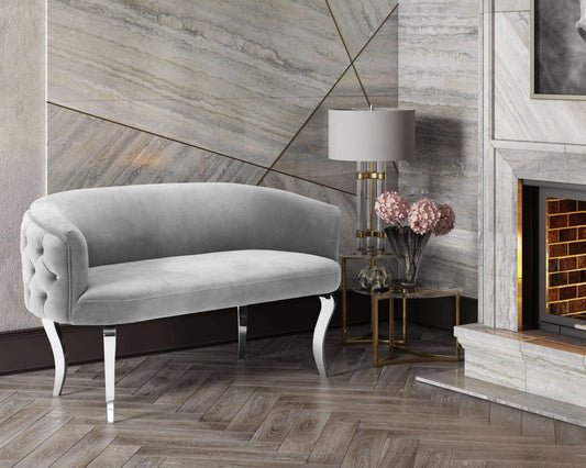 Adina Grey Velvet Loveseat