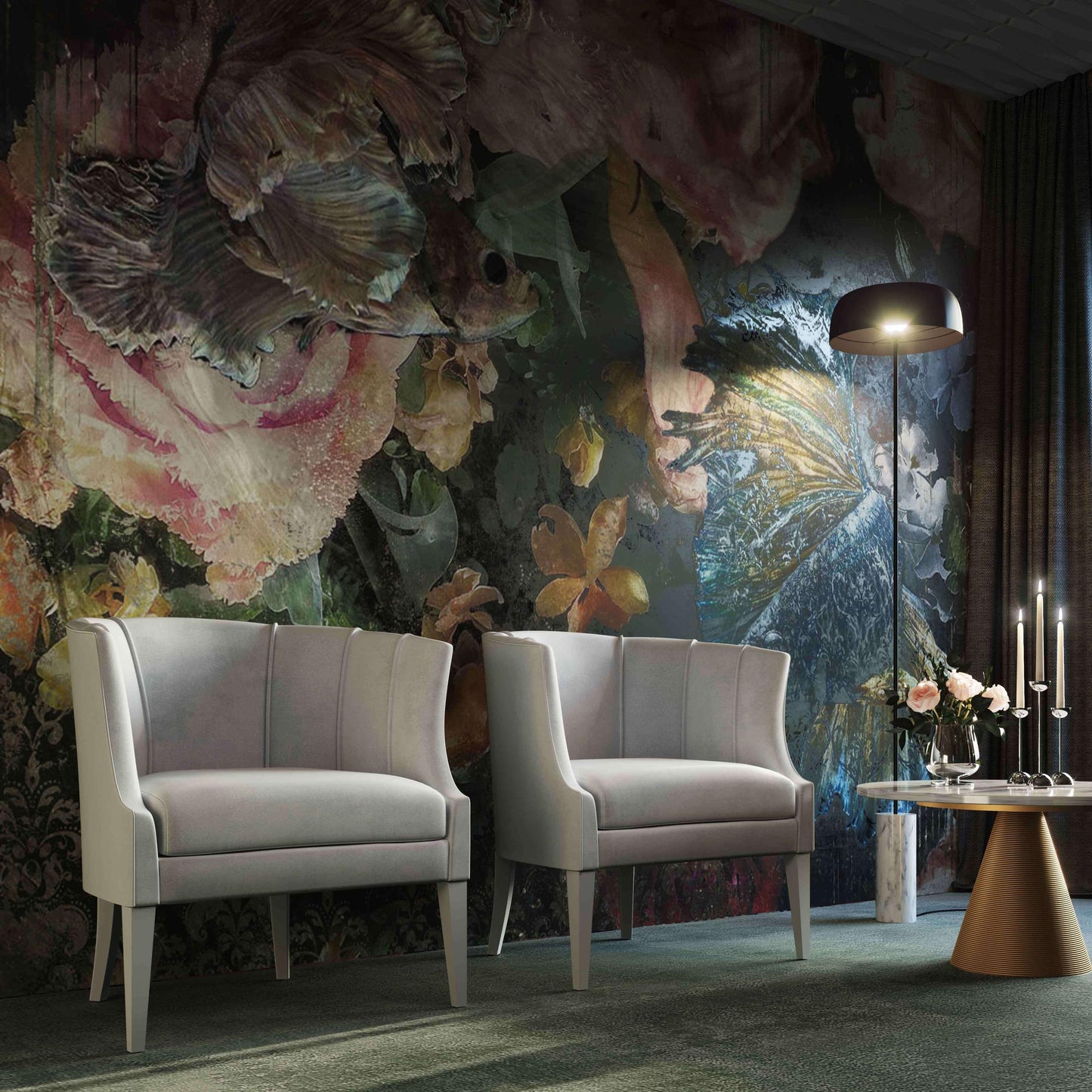 Turin Grey Velvet Chair