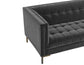 Isaac Channel Stitched Gray Velvet Loveseat