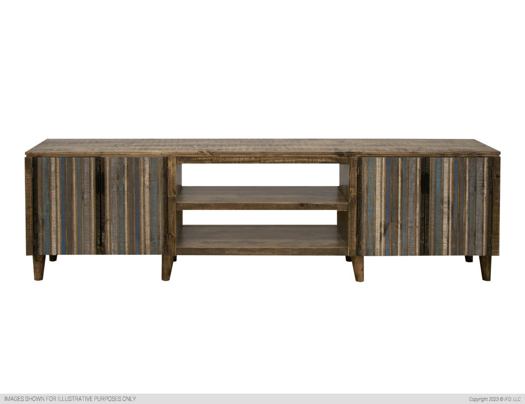 4 Doors & Shelves, 93" TV Stand Blue