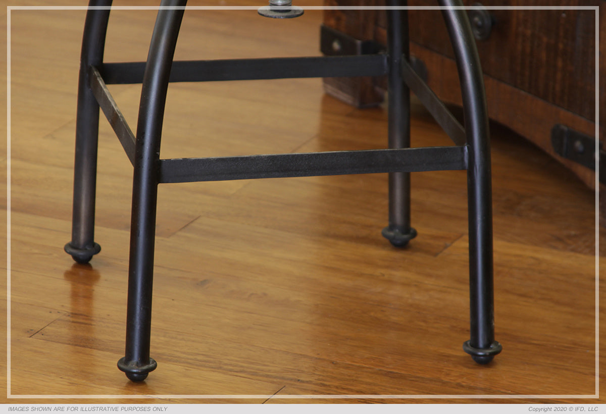 Wooden Seat Adjustable 24-30" Swivel Iron Base Barstool