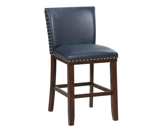 Tiffany 24″ Counter Stool, Navy Vegan Leather