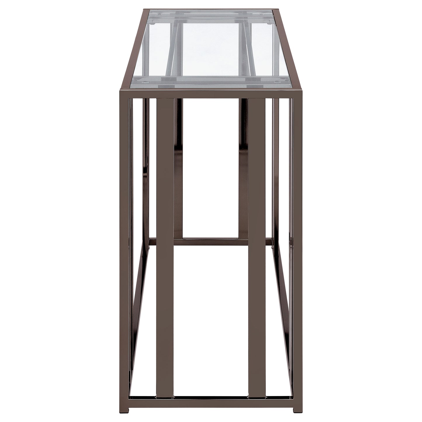 Adri Glass Top Entryway Console Table Black Nickel