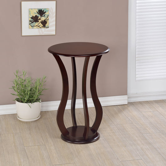 Elton Round Wood Top Accent Plant Stand Cherry