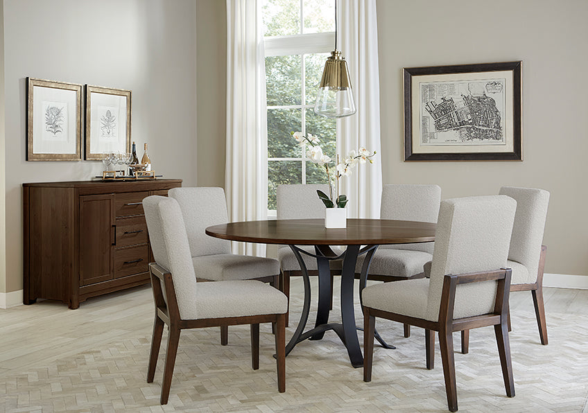 48 INCH ROUND TABLE W/ METAL BASE